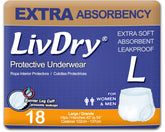 LivDry extra-absorbent underwear pack for reliable day-long protection