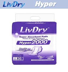 LivDry Hyper 2000 pad soft top sheet for comfortable wear.