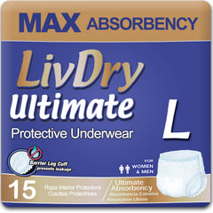 LivDry Ultimate packaging for 15-pack highlights value and convenience.