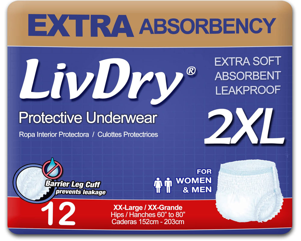 LivDry XXL underwear front view for discreet, all-day confidence.