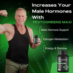 Live Anabolic TestoGreens Max daily-use capsules with water for routine