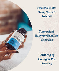Live Conscious Beyond Collagen bottle on kitchen counter suggesting daily routine.