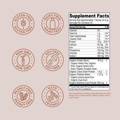Live Conscious Cosmic Cacao bottle highlights vegan protein option.