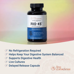 Live Conscious PRO45 pack of 60 capsules on countertop for convenient use