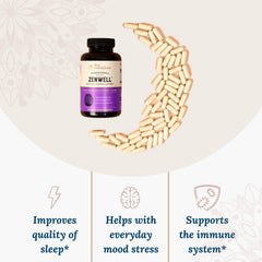 Live Conscious ZenWell L-Theanine AlphaWave blend bottle for calm focus.