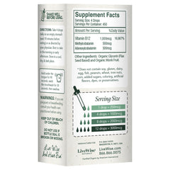 Live Wise Naturals B12 drops with dropper enables precise dosing.