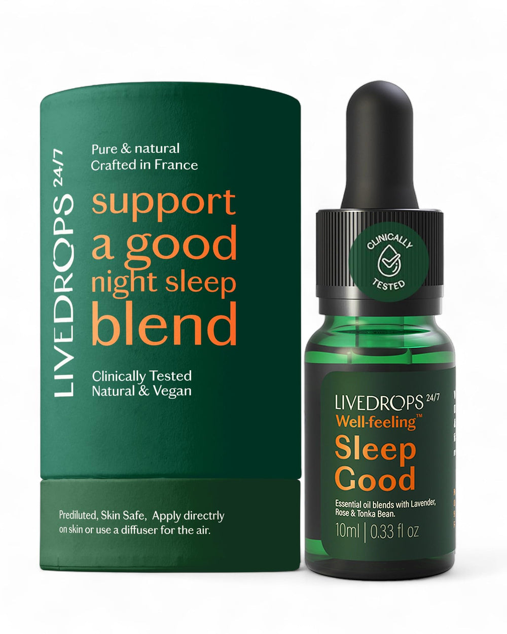 Livedrops 24/7 Sleep Good bottle pour for a calming bedtime ritual