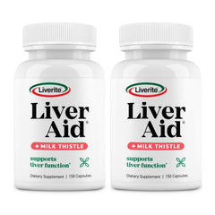 Liverite Liver Aid 2-pack bottle-front highlight packaging for liver support