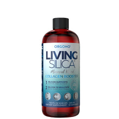 Living Silica collagen booster bottle pour for easy daily use supporting skin and joints.