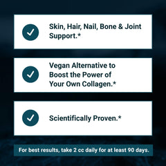 Living Silica ORGONO label back notes vegan, GMO-free and allergen-conscious formula.