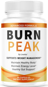 LIVORKA Burn Peak bottle front, premium wellness support for daily energy