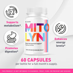 LIVORKA Mitolyn capsules closeup emphasizes easy-to-swallow pills for routine use.