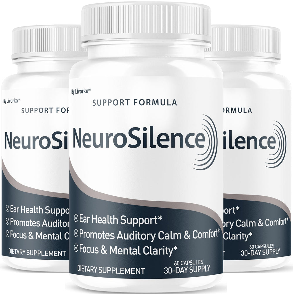 LIVORKA Neurosilence bottle front view shows ear health support.