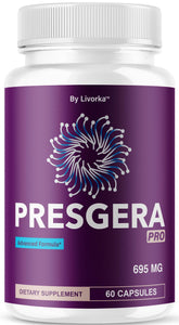 LIVORKA Presgera Pro Capsules bottle on white surface for daily wellness.
