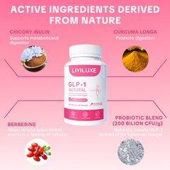 LIYILUXE GLP-1 supplement packaging highlights clean ingredients.