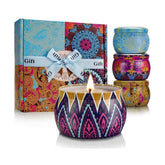 LKDJR Christmas Candle Set four-pack in decorative tins for festive ambiance.