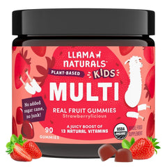 Llama Naturals Kids Multivitamin Gummies bottle front view for daily immune support