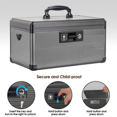 Lockbako medicine lock box with keys highlights secure access.
