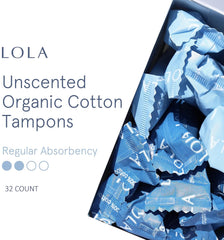 LOLA Organic Tampons applicator close-up shows toxin-free plastic and easy insertion.