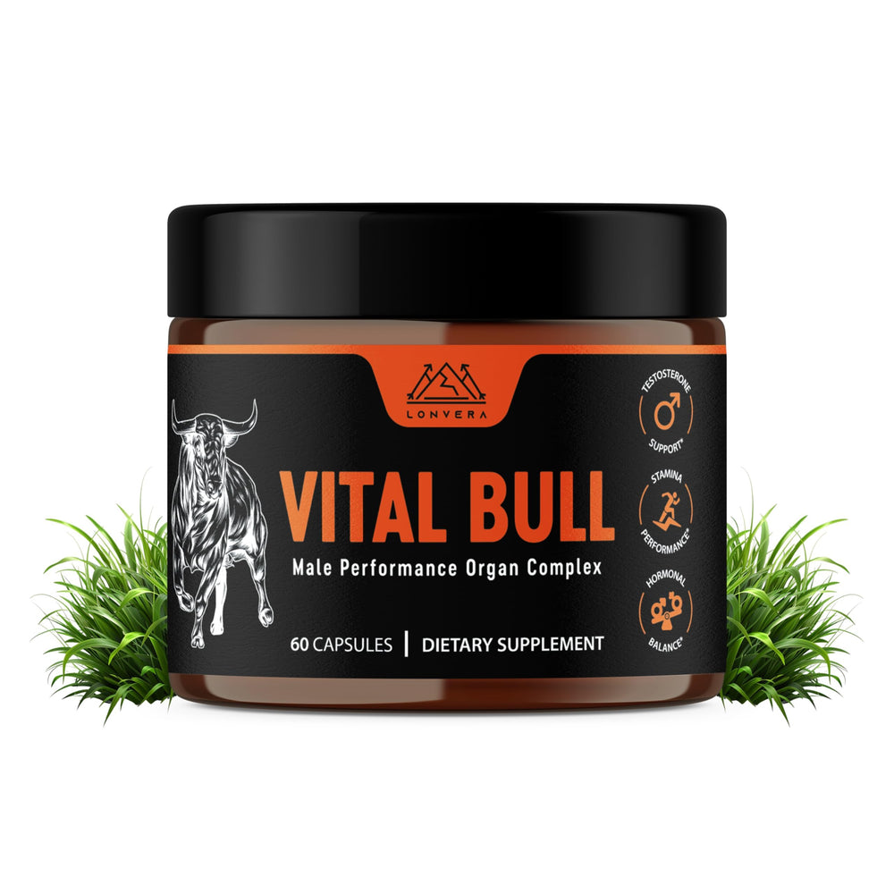 Lonvera Vital Bull beef organ bottle shows convenient capsules for daily nutrient support
