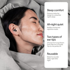 Loop Dream earplugs in use during side sleep for comfort.