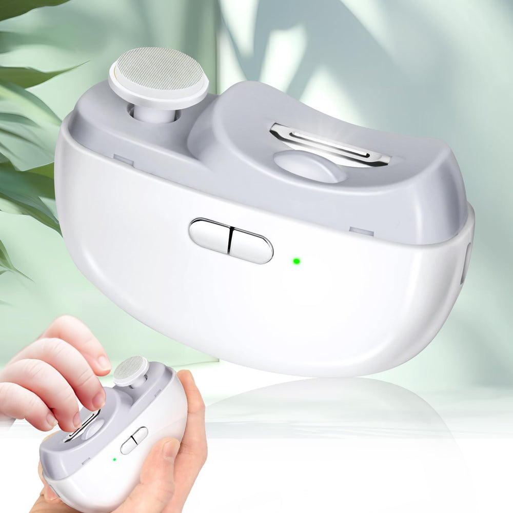 LOQOMI electric nail clipper 2-in-1 design enables fast trimming and polishing.