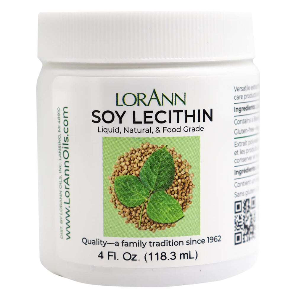 LorAnn Lecithin Liquid 4-Ounce Jar front view, emulsifying chocolate.