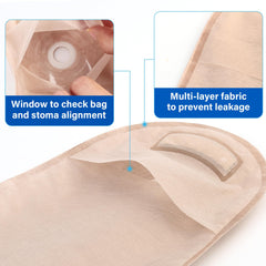 LotFancy cut-to-fit barrier chart for stoma sizing 25–64 mm.