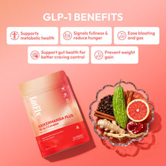 LOTFLY GLP-1 bottle emphasizes Akkermansia muciniphila potency for gut health