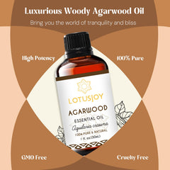 LOTUSJOY Agarwood oil in diffuser setting illustrating aromatherapy ambiance.