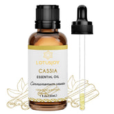 LOTUSJOY Cassia Cinnamon Bark Oil bottle ideal for diffusers and DIY blends.