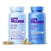 Love Wellness Bye Bye Bloat capsules after meals for gentle bloating relief.