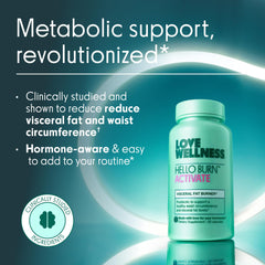 Love Wellness Hello Burn Activate packaging box confirming vegan, gluten-free claims.