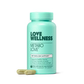 Love Wellness Metabolove bottle front showing stimulant-free metabolism support for women.