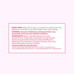 Love Wellness pH Balancing Wipes close-up highlighting aloe vera and chamomile