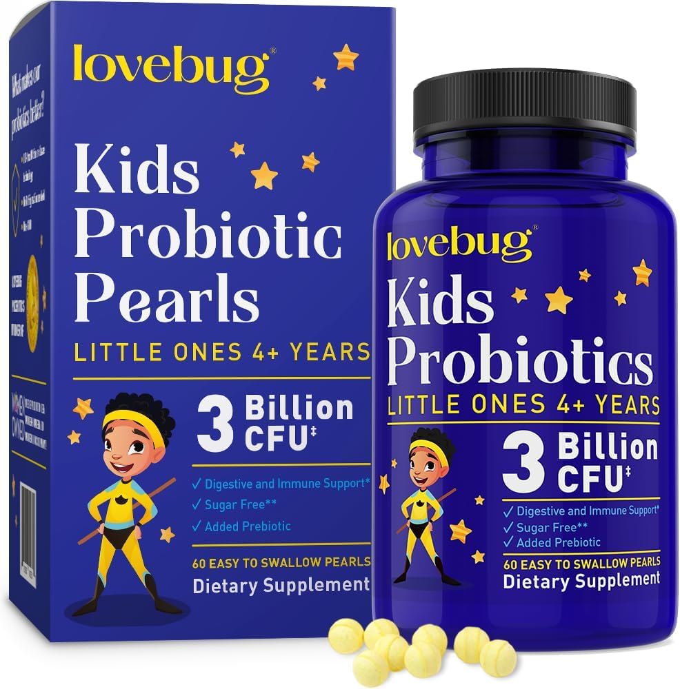 LOVEBUG Kids Probiotics bottle with child-friendly packaging for daily gut support.