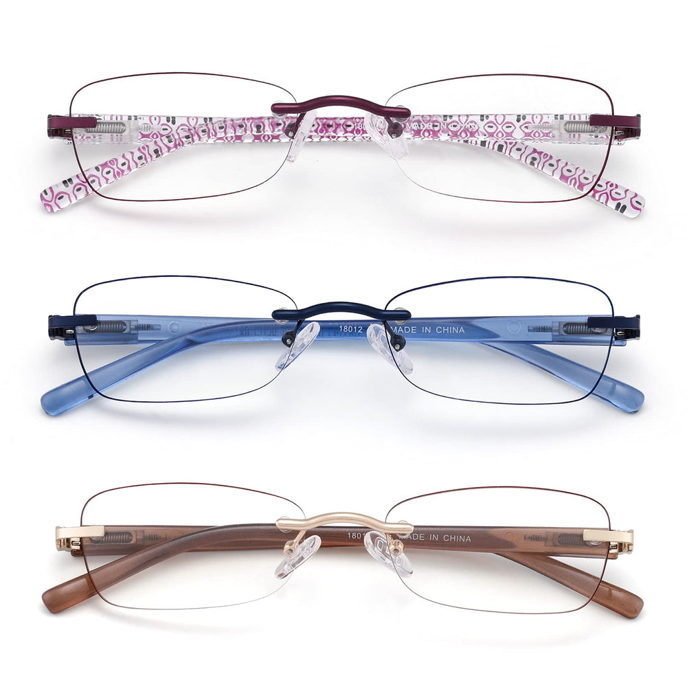 LOVIVY 3-pack rimless reading glasses with blue light blocking for easy on-screen viewing
