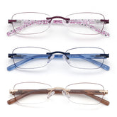LOVIVY rimless reading glasses with patterned arms for an elegant daytime look