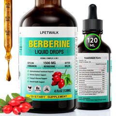 LPETWALK Berberine liquid drops bottle showing premium herbal blend for daily wellness