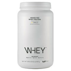 LTH Whey Protein bottle in vanilla flavor highlighting grass-fed protein for lean muscle support.