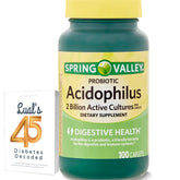 LUAL Spring Valley Acidophilus bottle for daily digestive support.