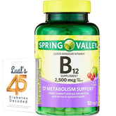 LUAL Spring Valley B12 quick-dissolve bottle in cherry flavor for easy daily use.