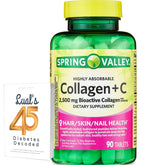 LUAL Spring Valley collagen bottle showcasing 2,500 mg formula for skin-support benefits.