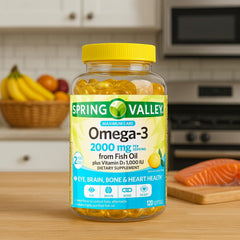 LUAL Spring Valley Omega-3 softgels ready for daily use.