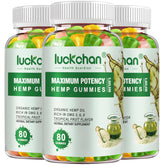 LUCKCHAN hemp gummies 3-pack bottle front for convenient daily supplement