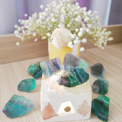 Luckeeper rainbow fluorite rough crystals ready for wire wrapping projects