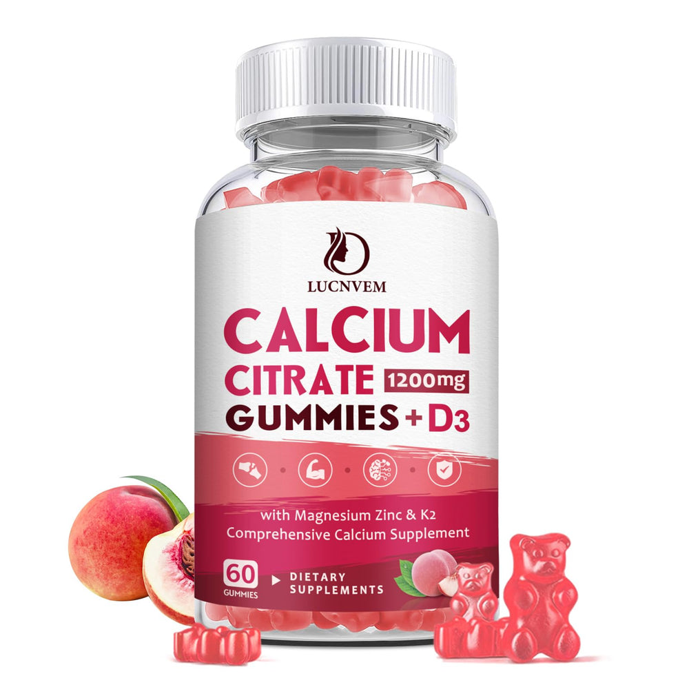 LUCNVEM calcium citrate 1200mg bottle, convenient gummies for daily bone support