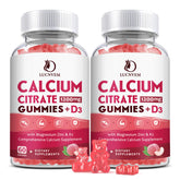 LUCNVEM calcium citrate 1200mg peach gummies bottle for daily bone support.
