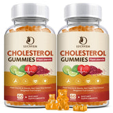 LUCNVEM cholesterol gummies 2-pack bottles laid out for daily balance routine