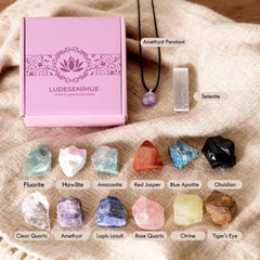 LUDESENIMUE Rose Quartz stones arranged for soothing energy and pocket use